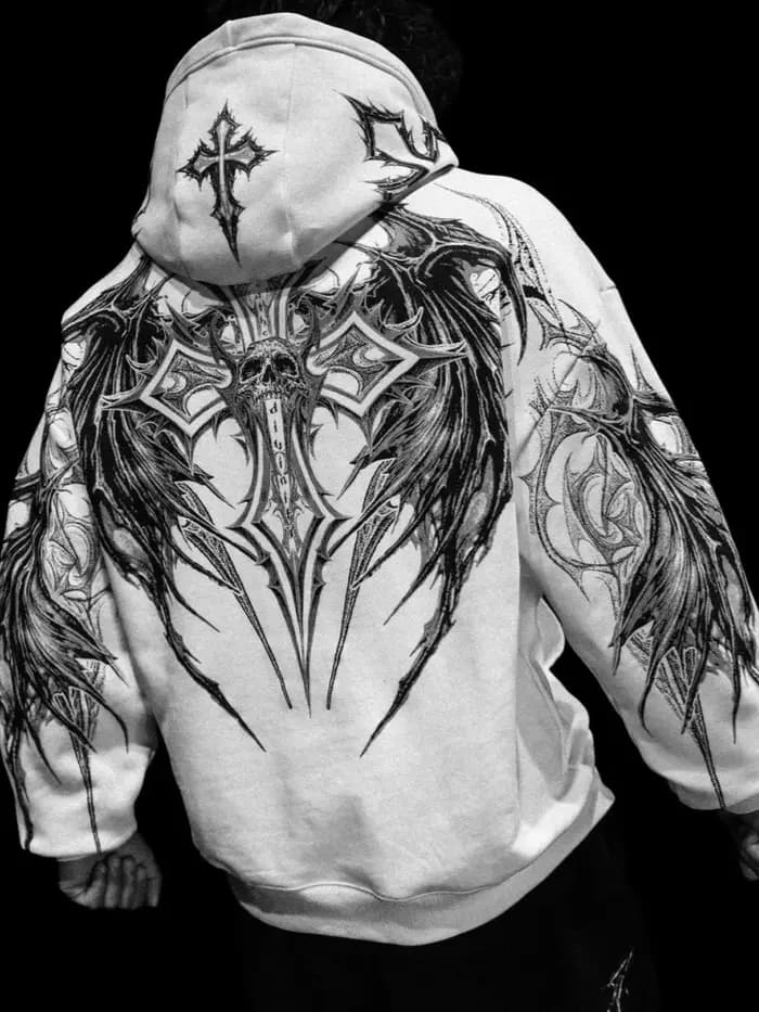 Sweat-shirt à capuche Breathedivinity Dark Wind avec imprimé - Veste au style unique pour un look rétro streetwear