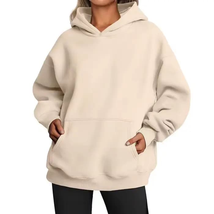 Hip Hop couleur unie à capuche pour femme automne mode vêtements décontracté polaire poche sweats
