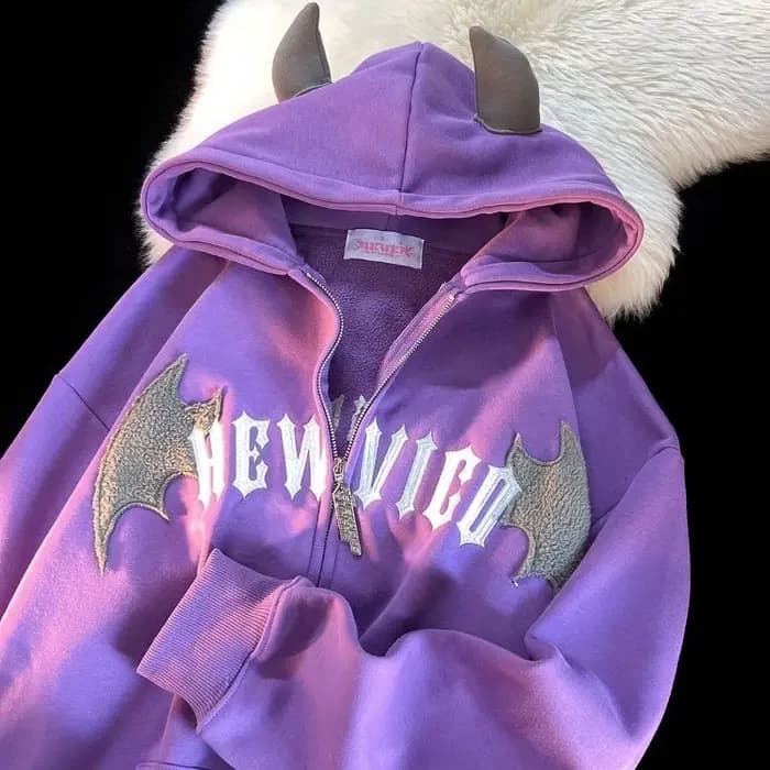 Sweat-shirt à capuche zippé unisexe style vintage Harajuku Hip Hop Streetwear Y2K Grunge esthétique