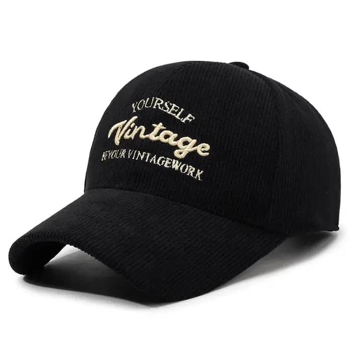 Casquette de baseball en velours côtelé rouge-brun vintage FS avec lettres 3D, pour femmes et hommes