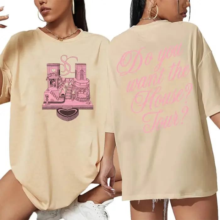 T-shirt Sabrina Carpenter House Tour 2025 pour fan, cadeau, t-shirt graphique, style urbain, imprimé, design de t-shirt en couleurs vibrantes, harajuku