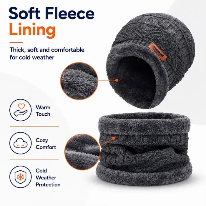 Ensemble bonnet et cache-cou d'hiver pour homme et femme