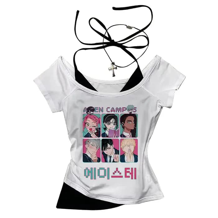 Alien Stage t-shirt femme hip hop Vintage graphique numérique anime chemise respirante confortable vêtements coréens tendance kawaii Y2k