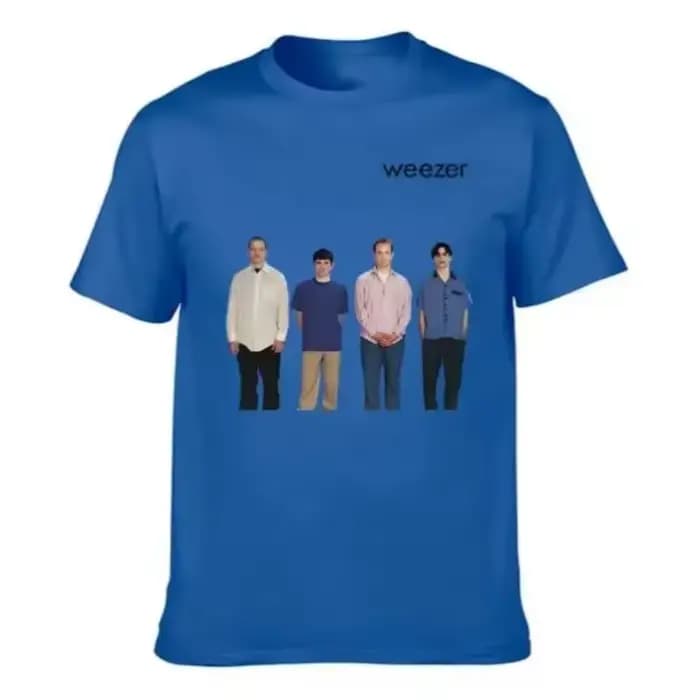 T-shirt d'été ample et décontracté pour hommes, style hip-hop, col rond, manches courtes, imprimé avec l'album du groupe Weezer 1994