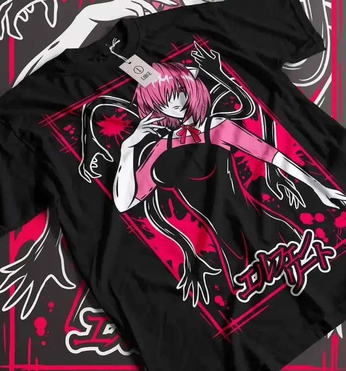 T-shirt unisexe Elfen Lied Lucy Anime, Nyu, Kaede Manga Shirt Tshirt horreur Anime