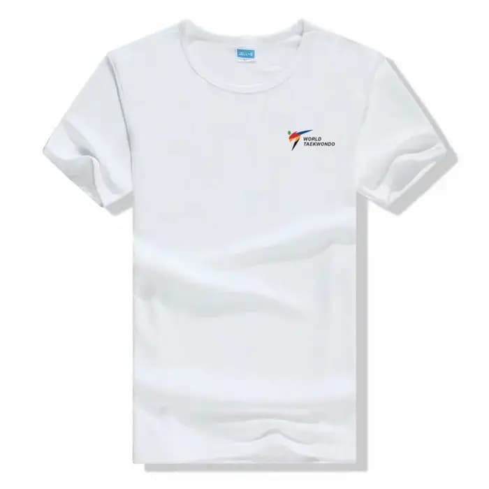 T-Shirt à Manches Courtes et Col Ras du Cou pour Homme et Femme, Vêtement Confortable, Respirant, à vaccage Rapide, pour Entraînement, ITF Taekwondo WTF