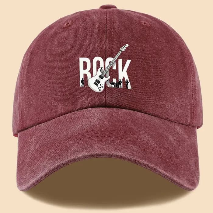 Casquette de baseball à imprimé guitare électrique thème rock