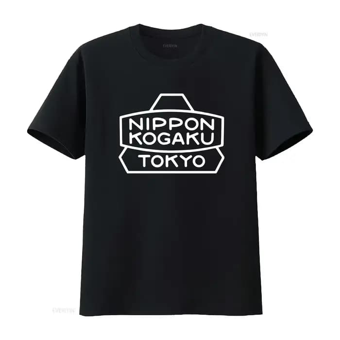 T-shirt noir pour hommes de Nippon Kogaku Tokyo Print, disponible en tailles S à 5XL, style vintage