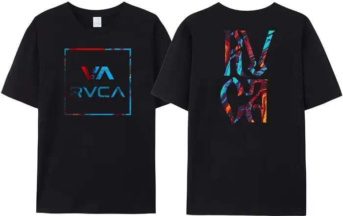 RVCA VA lettre impression T-Shirt homme Gemini symétrique été pur coton confortable
