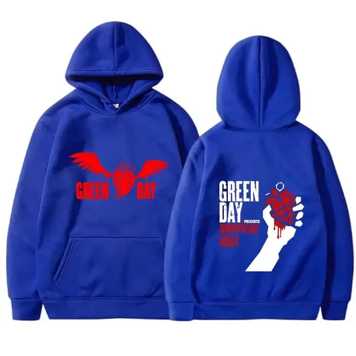 Sweat-shirt à capuche imprimé vert pour hommes