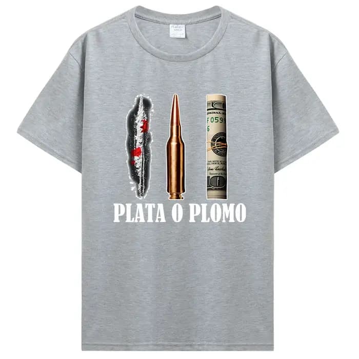 T-shirt pour homme, couleur argent ou plomb, EL Patron