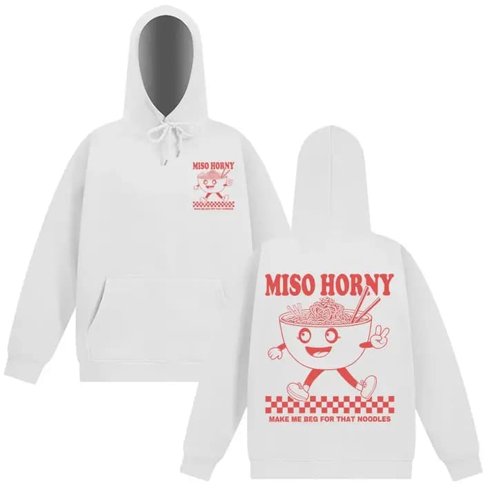 Miso Horny Ramen drôle Meme sweat à capuche hommes femmes mode Harajuku sweat automne et hiver Hip-hop Super ample Vintage pull