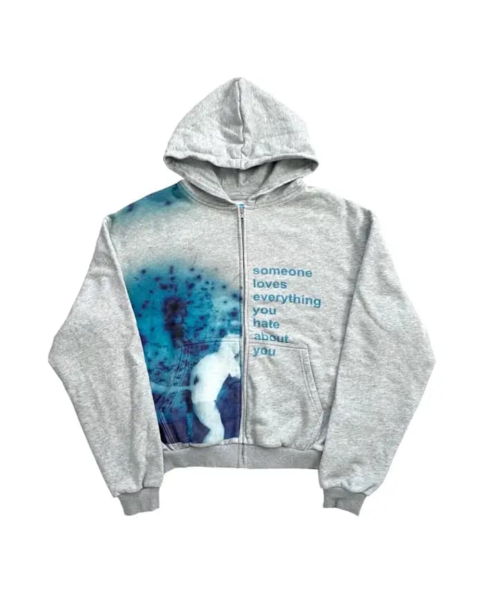 Sweat à capuche gris à fermeture éclair pour femmes, teinture par nouage, Art abstrait, Streetwear, pull décontracté, Expression artistique, motif graphique