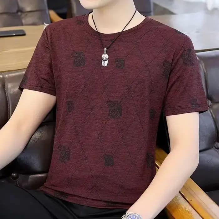 T-shirt à manches courtes en soie glacée pour homme