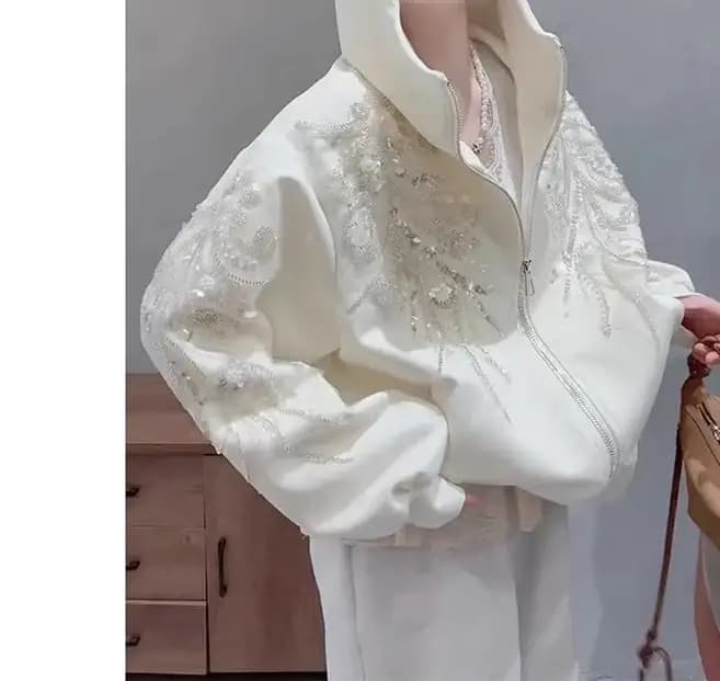 Veste sweat-shirt à capuche à paillettes pour le printemps