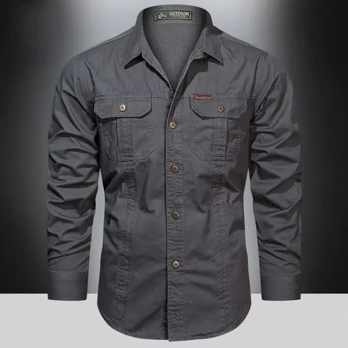 Chemise Cargo à manches longues pour hommes, chemises décontractées en coton, de haute qualité, surc