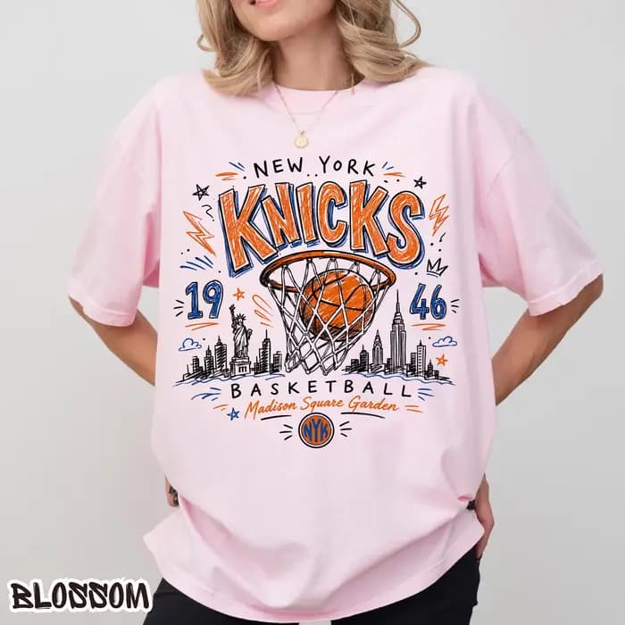 T-shirt de basket rétro New York NYC Hoops – Nouvelle collection été 2026 – T-shirt en coton tendanc