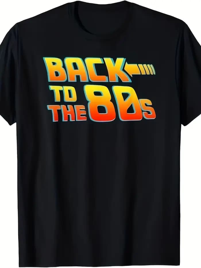 T-shirt rétro des années 80, t-shirt graphique avec design nostalgique emblématique, col rond, coupe