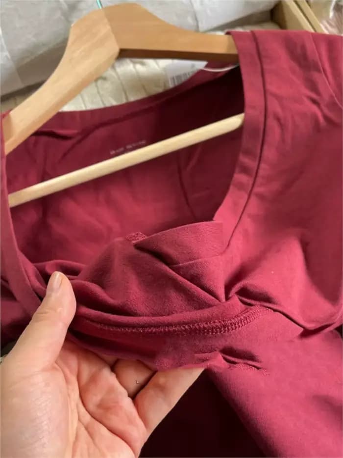 Rouge Sexy col en v mince T-shirts femmes automne nouveau Streetwear décontracté coton à manches longues