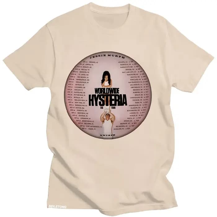 Jessie Murph Worldwide Hysteria The Tour 2025 T Shirt Fashion Harajuku Aesthetic Tees Unisex Cotton Tops Y2K Tshirt