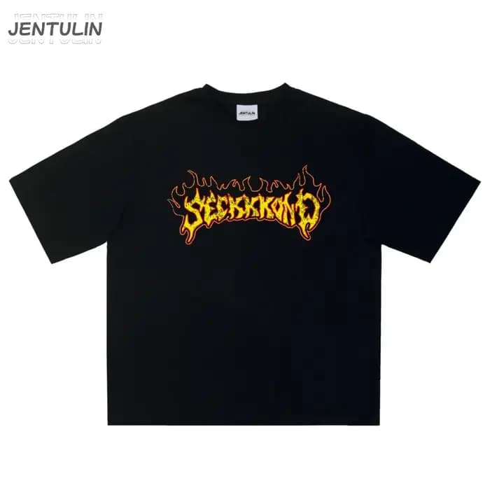 Hip Hop Streetwear surdimensionné vêtements pour hommes à manches courtes SEKKKOND imprimé graphique Y2k hauts t-shirts Harajuku Goth coréen t-shirt coton