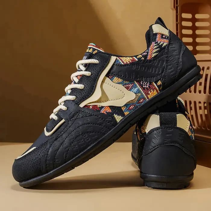 Baskets rétro allemandes pour hommes - Chaussures décontractées basses à imprimé tribal ethnique
