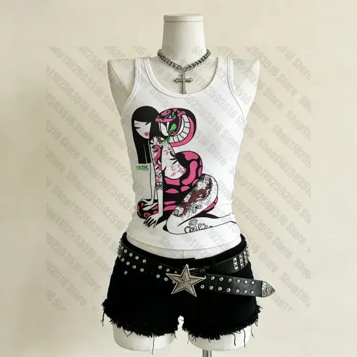 Vêtements pour femmes, vêtements grunge, tops Y2K, top sexy, blouses esthétiques pour femmes, crop t