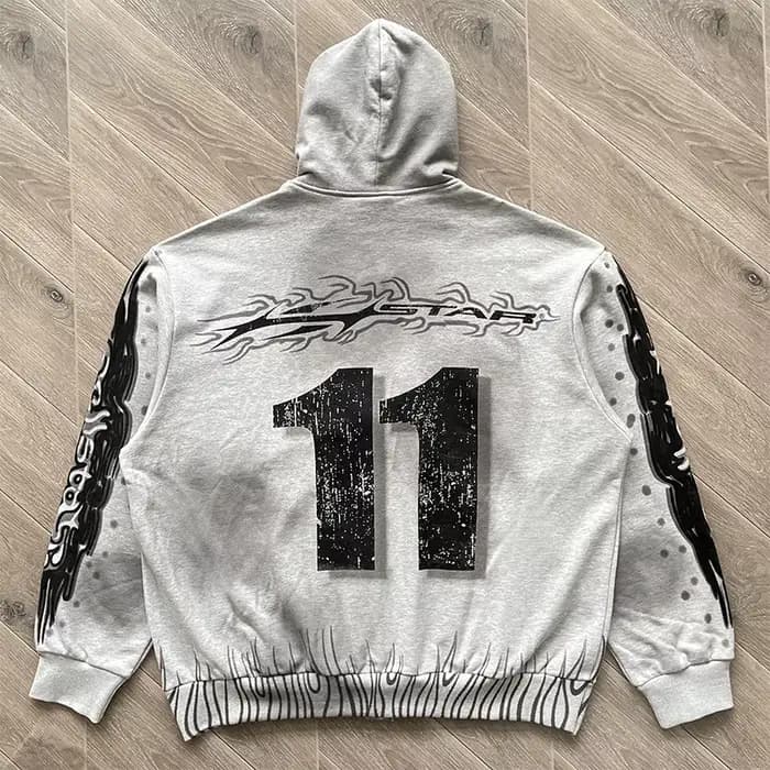 Sweat à capuche zippé gris American Graffiti Pull à capuche gris Street Zip