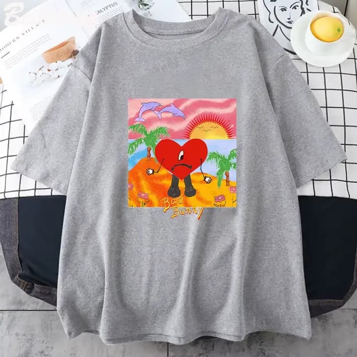 T-shirt à manches courtes Bad Bunny pour hommes et femmes