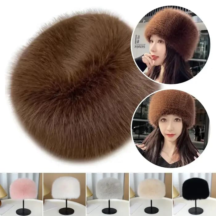 Chapeau seau en fourrure moelleuse en peluche