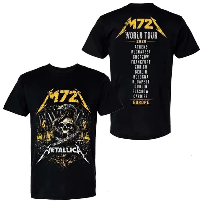 T-shirt Metallica M72 World Tour 2026 Merch, 100% coton, unisexe, pour hommes et femmes, Y2k, de hau