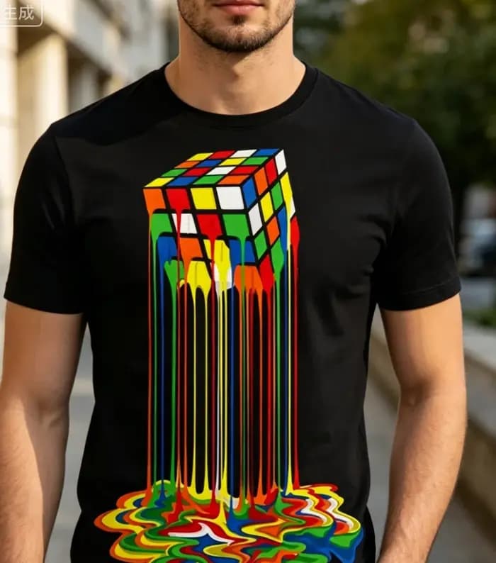 T-shirt pour homme avec un imprimé 3D rétro aux couleurs vives