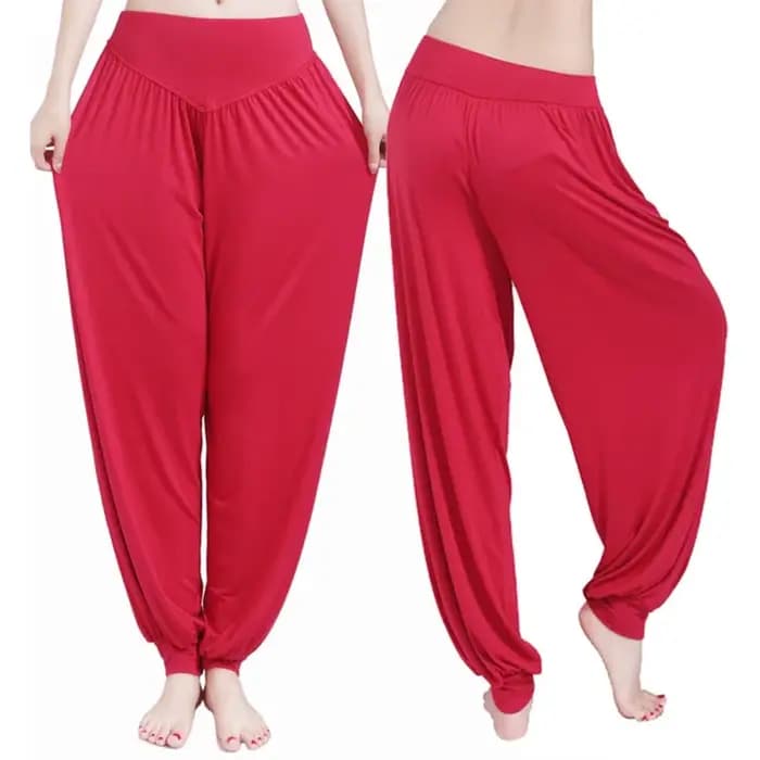 Femmes sarouel décontracté ample coton solide taille élastique pantalon à jambes larges grande