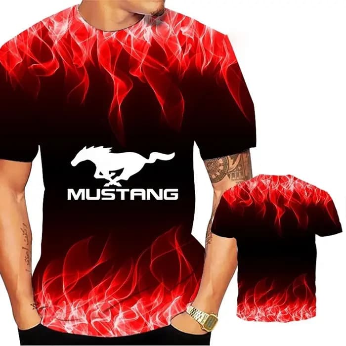 Le design artistique Mustang cool et à la mode 3D crée des manches courtes de sport confortables et respirantes