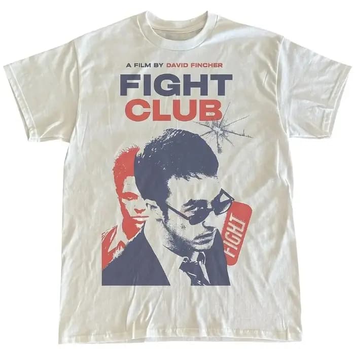 T-shirt rétro cinéma des années 90, motif vintage du film Fight Club, design de film de David Finche