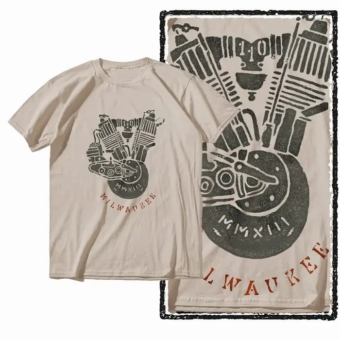G72 T-shirt graphique moto col rond homme en coton beige | T-shirt Cool pour hommes, Streetwear,