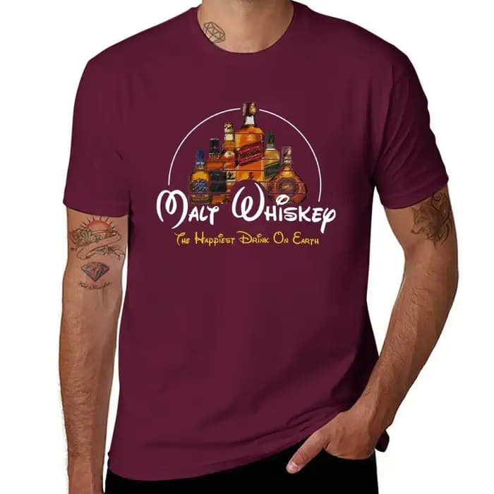 T-shirt Malt Whisky pour hommes, mode hippicopter, funny pun parody