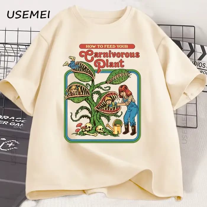 Plante carnivore imprimé T-Shirts hommes respirant coton à manches courtes t-shirt été ample décontracté mâle