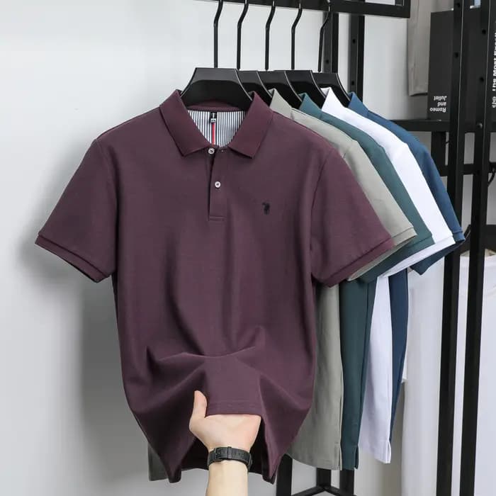100% pur coton été nouveau à la mode hommes à manches courtes de luxe personnalisé polo d'affaires b