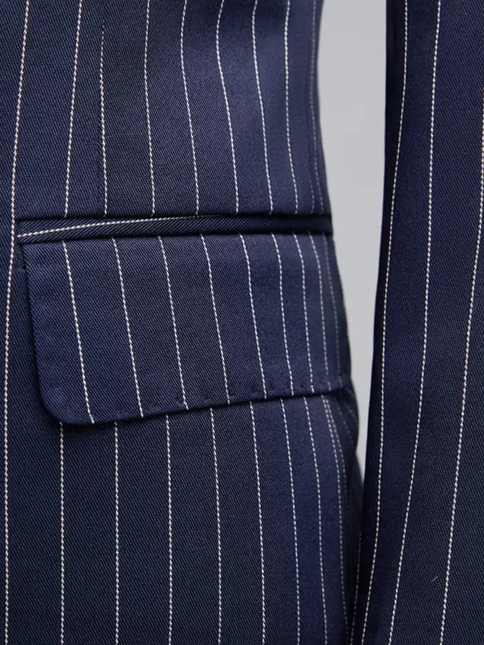 Costume Homme Deux Pièces Croisé Tendance et Ajusté pour Mariage ou Tenue Décontractée en Tissu Rayé