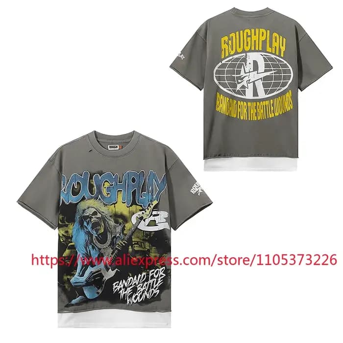 Livraison Rapide Nouvelle Arrivée 2026 T-shirt Imprimé Homme Style Urbain Vintage Ample Décontracté Manches Courtes Col Rond
