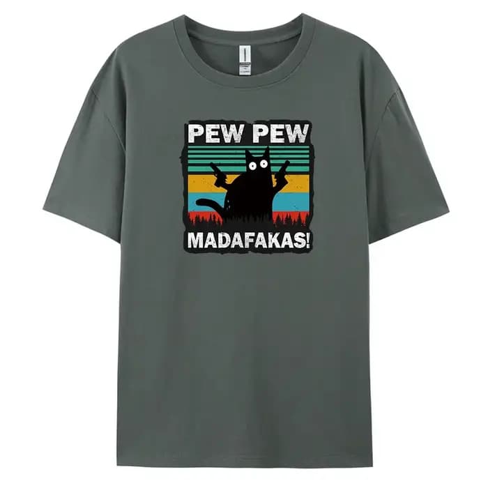 PewPew-T-shirt décontracté à manches courtes pour hommes, t-shirts College surdimensionnés, 100% cot