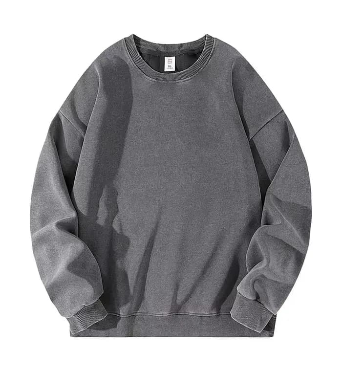 Sweat-shirt de Style américain pour hommes, couleur unie, délavé, Vintage, col rond, ample, décontra