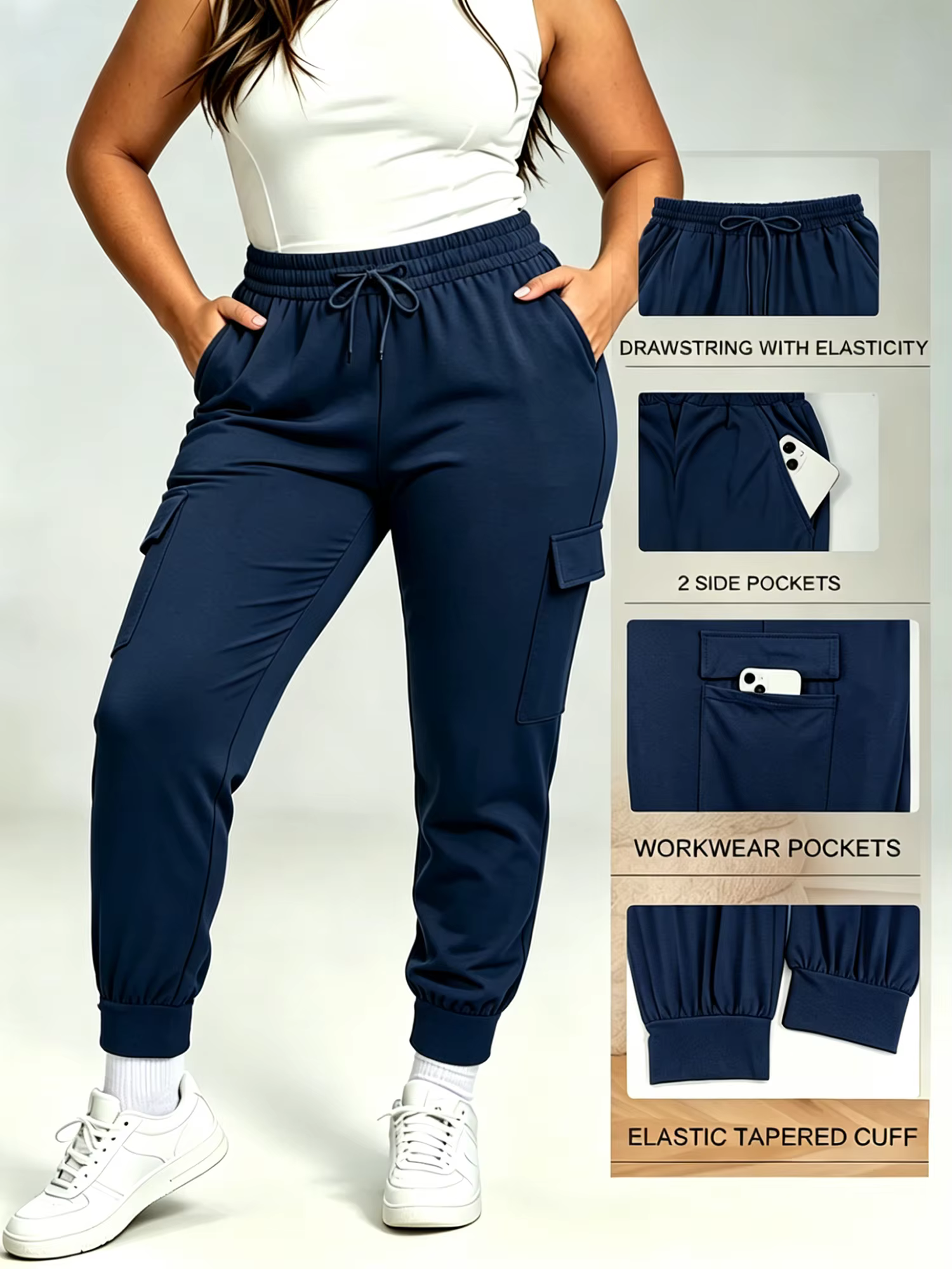 Pantalon de jogging cargo pour femme, doux, décontracté, style streetwear, pour la gym et l'entraîne