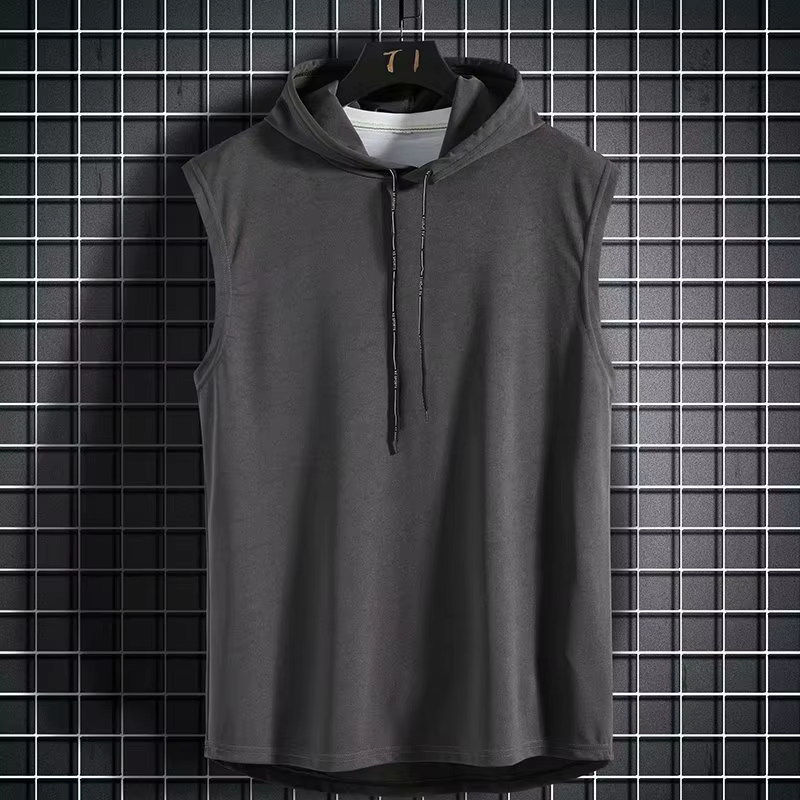 Couleur unie 2023 flambant neuf hommes débardeurs gilet sans manches t-shirts pour homme à capuche h