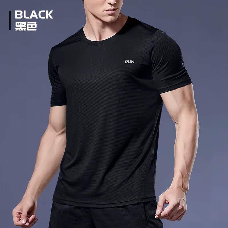 T-shirt basique à col rond pour homme, 2024 polyester, blanc uni, décontracté, haute qualité, course