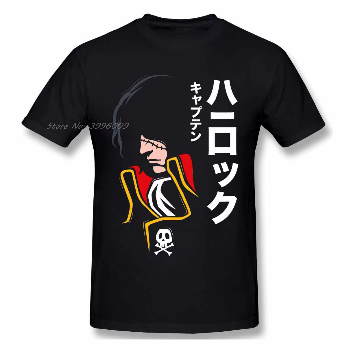 T-shirt manches courtes, Streetwear, en coton, surdimensionné, avec Captain Harlock