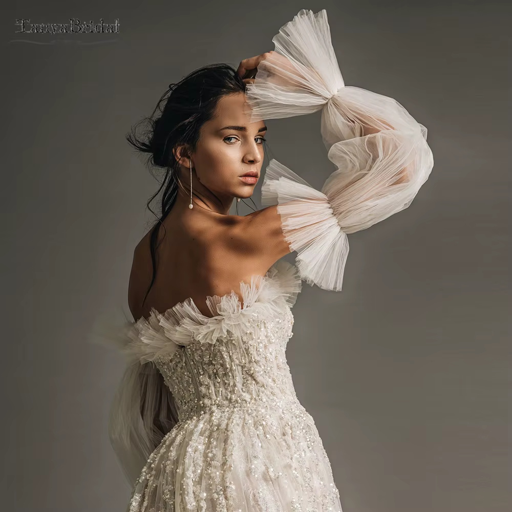 Manches lanterne en Tulle, accessoires de mode pleine longueur pour manches de fête de mariage DG045