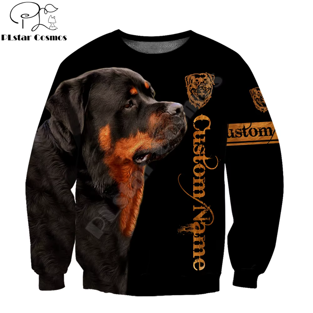 Rottweiler-Sweat à capuche noir imprimé 3D, sweat-shirt de luxe unisexe, pull zippé, survêtement déc