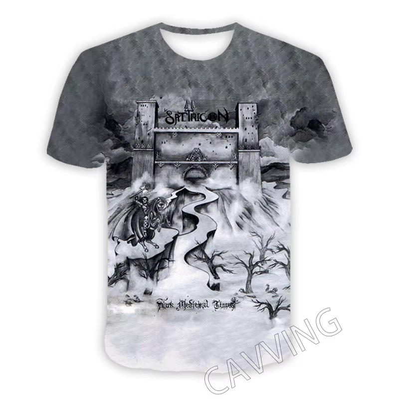 T-shirt homme/femme, décontracté, style Harajuku, impression 3D, bande SATYRICON, Hip Hop